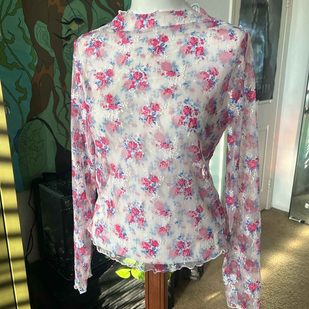 Floral Sheer Long Sleeve Top